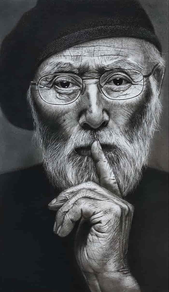 سیاه قلم پیرمرد آرام اثر معصومه منصورنژاد